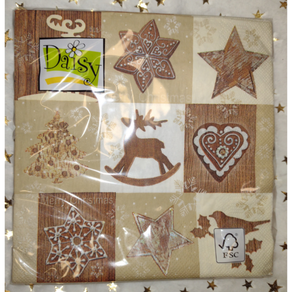 Vianočne servítky Perník 33x33cm 20ks