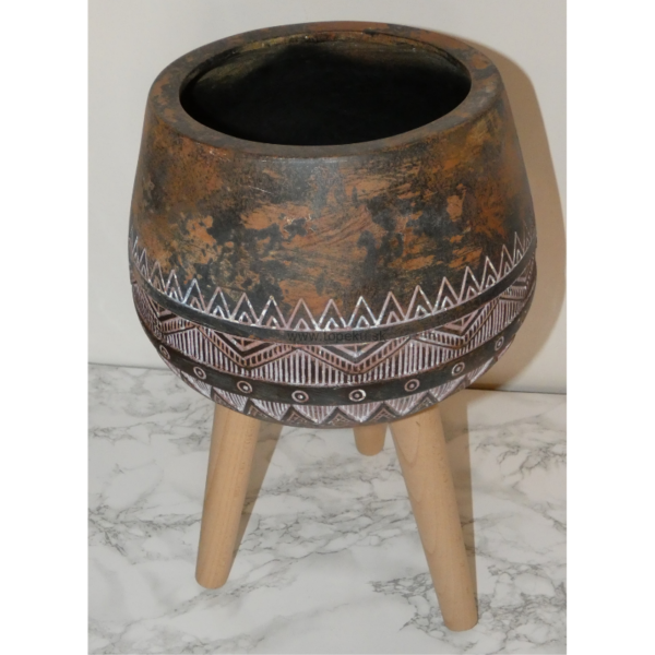 Keramický kvetináč hnedý s nožkami - (49,5x29x29cm)