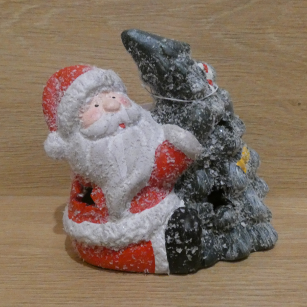 LED vianočná dekorácia, keramická - santa
