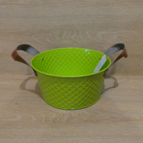 vyr_39391_produkt-3 Kovový kvetináč, zelený - 18x9cm