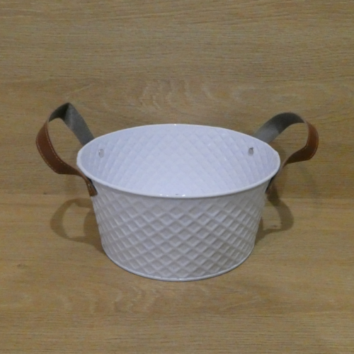 vyr_39392_produkt-4 Kovový kvetináč, biely - 18x9cm