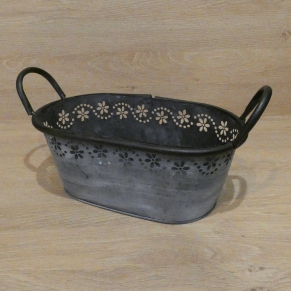 vyr_39406_produkt Plechový kvetináč, sivý - 31,5x15x10,5cm
