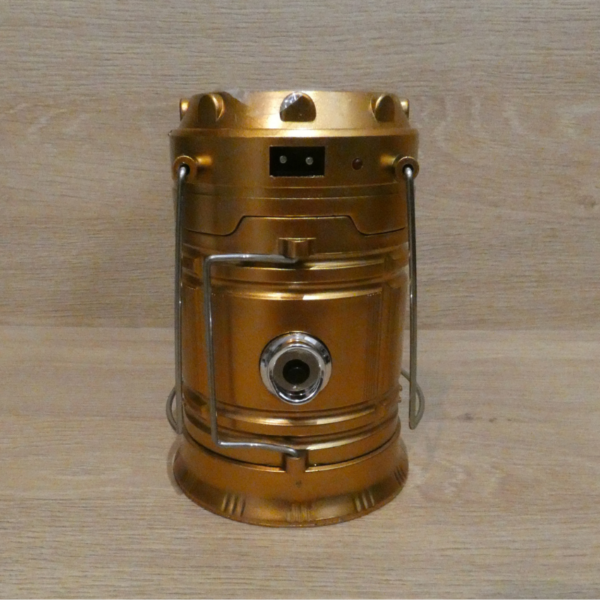 Kempingový solárny dobíjací lampáš, LED - zlatý