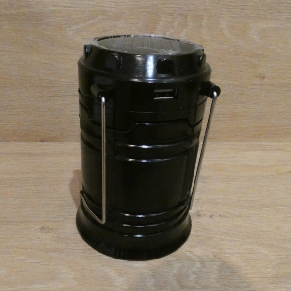 Kempingový solárny dobíjací lampáš, LED - čierny