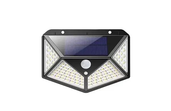 2000 Solárne štvorstranné LED osvetlenie s pohybovým senzorom - 100 LED
